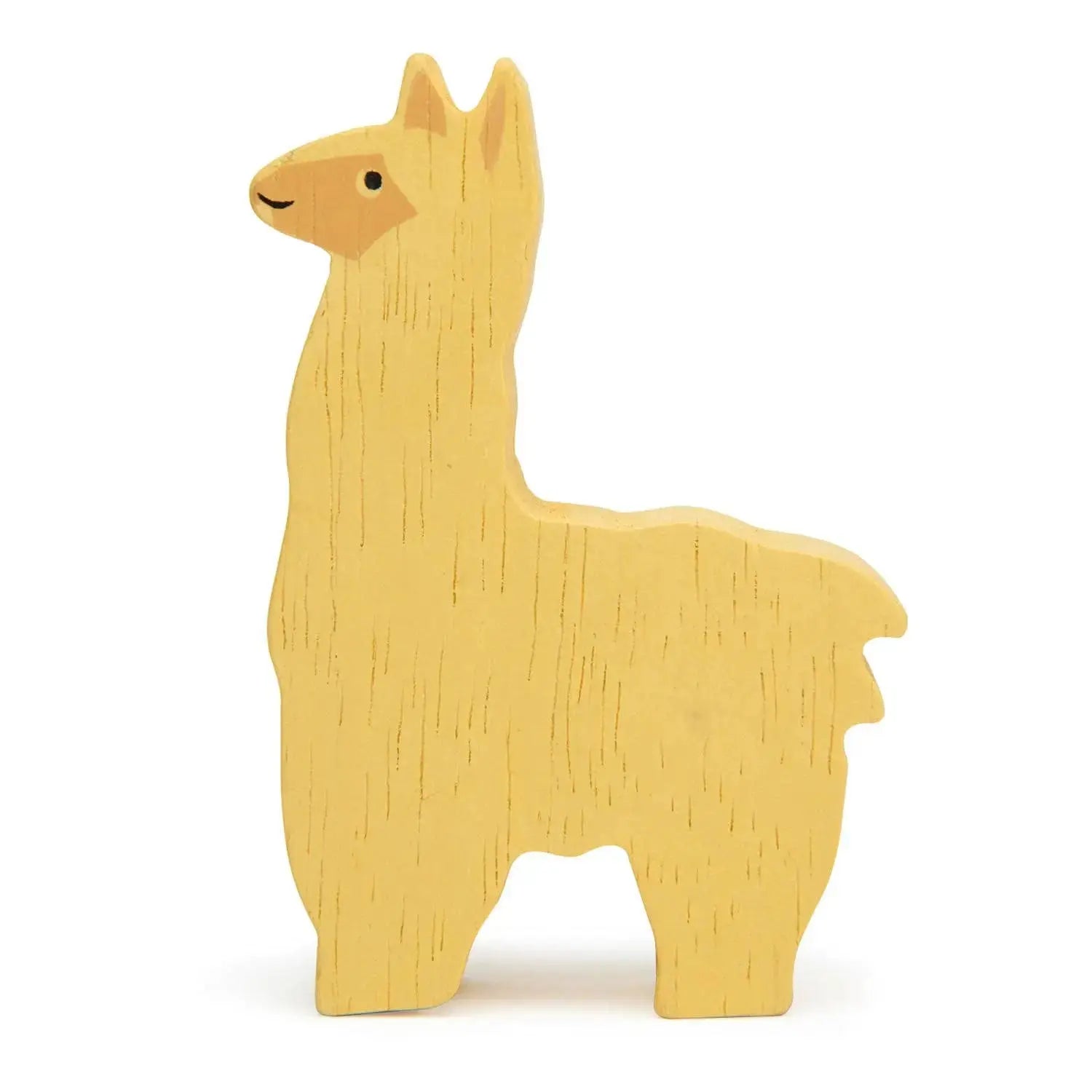 Freistehende Alpaka Bauernhof Holzfigur in natürlicher und kindgerechter Gestaltung.