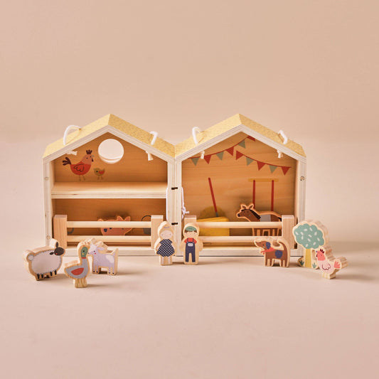 Kinder Holz Bauernhof Set mit Figuren und Tieren, ab 12 Monaten