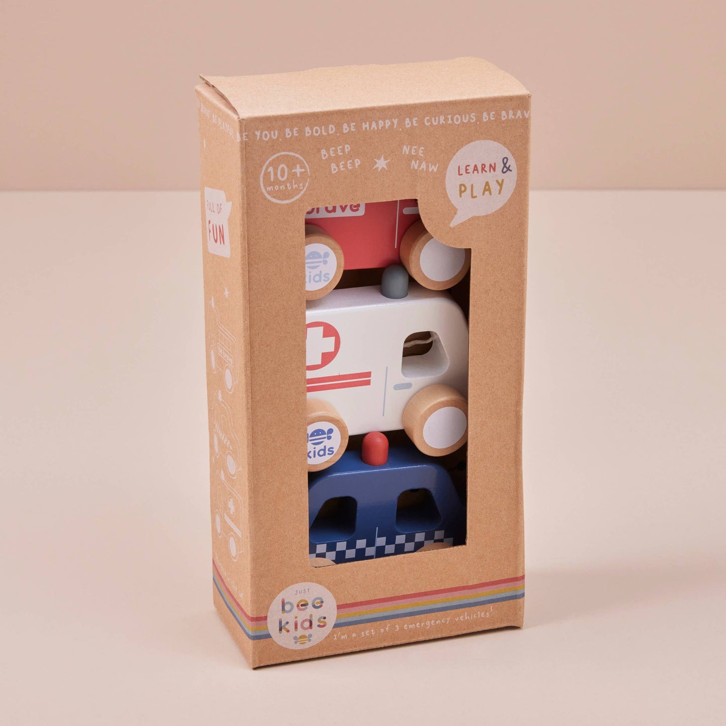 Nachhaltiges Kinder FSC Holz Rettungsfahrzeuge Set, ab 10 Monaten