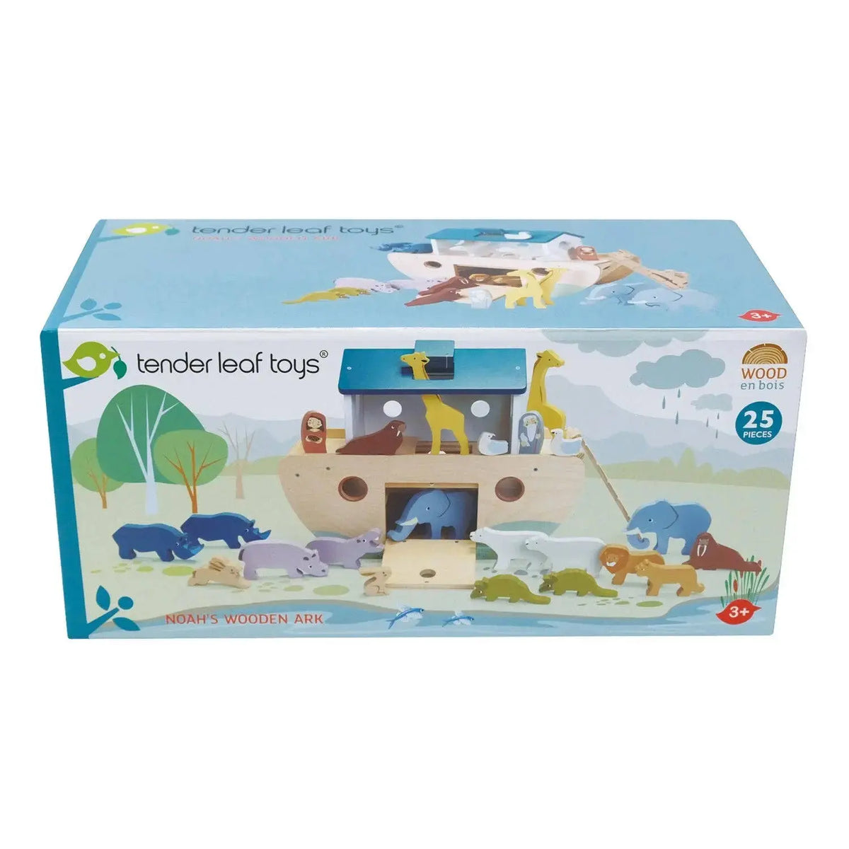 Arche Noah aus Holz mit Tieren und Zubehör in der Produktverpackung