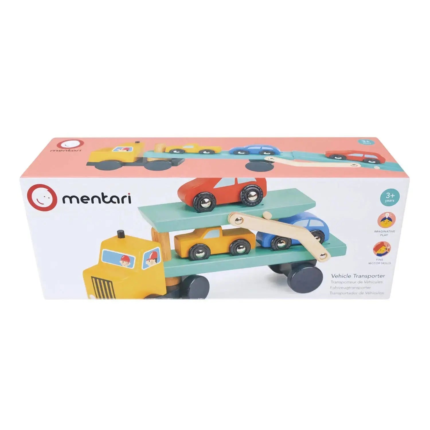 Verpackung des Autotransporters mit Abbildung des Transporters und der enthaltenen Autos.
