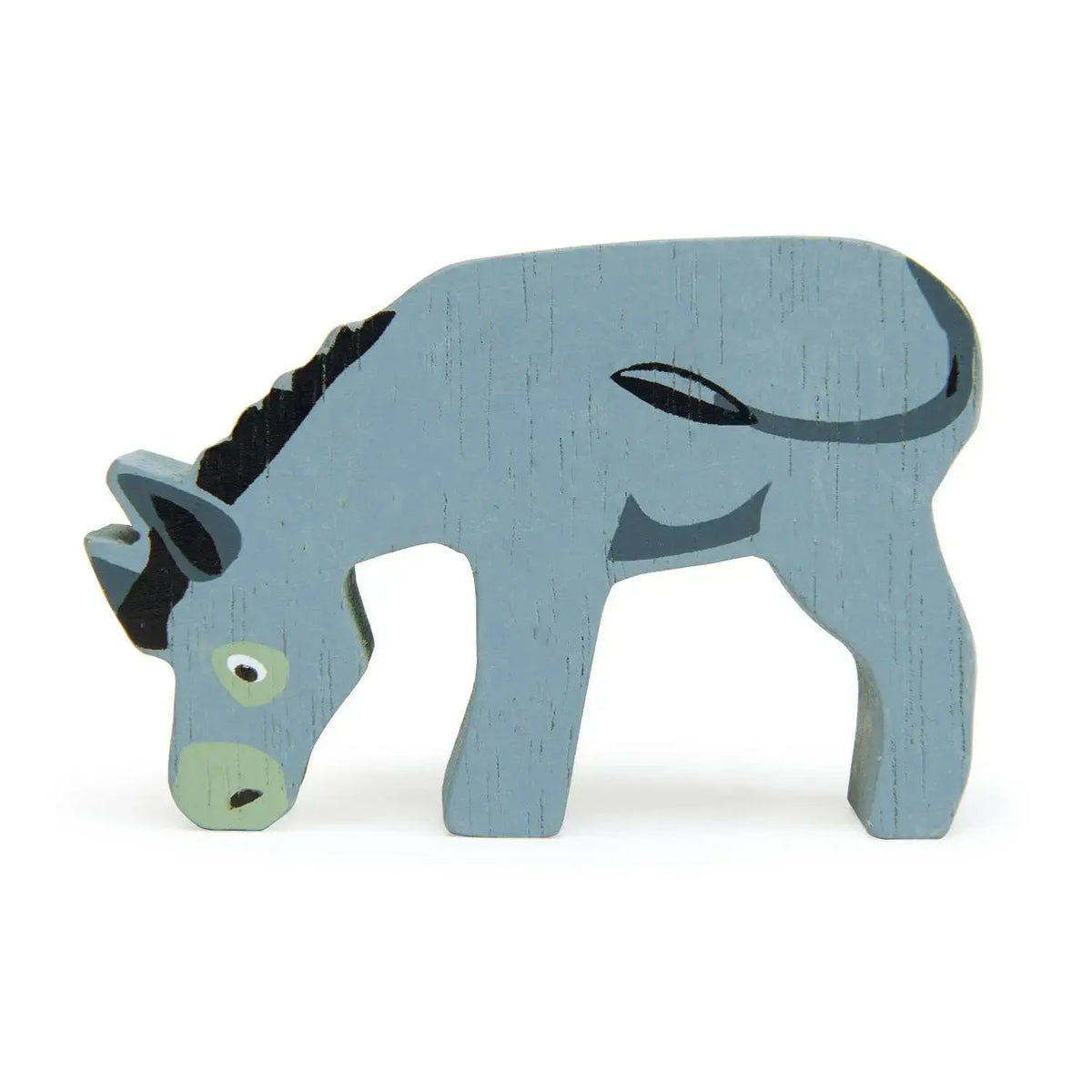 Graublauer Esel als liebevoll gestaltete Holzfigur für Bauernhof und fantasievolle Tierwelten.
