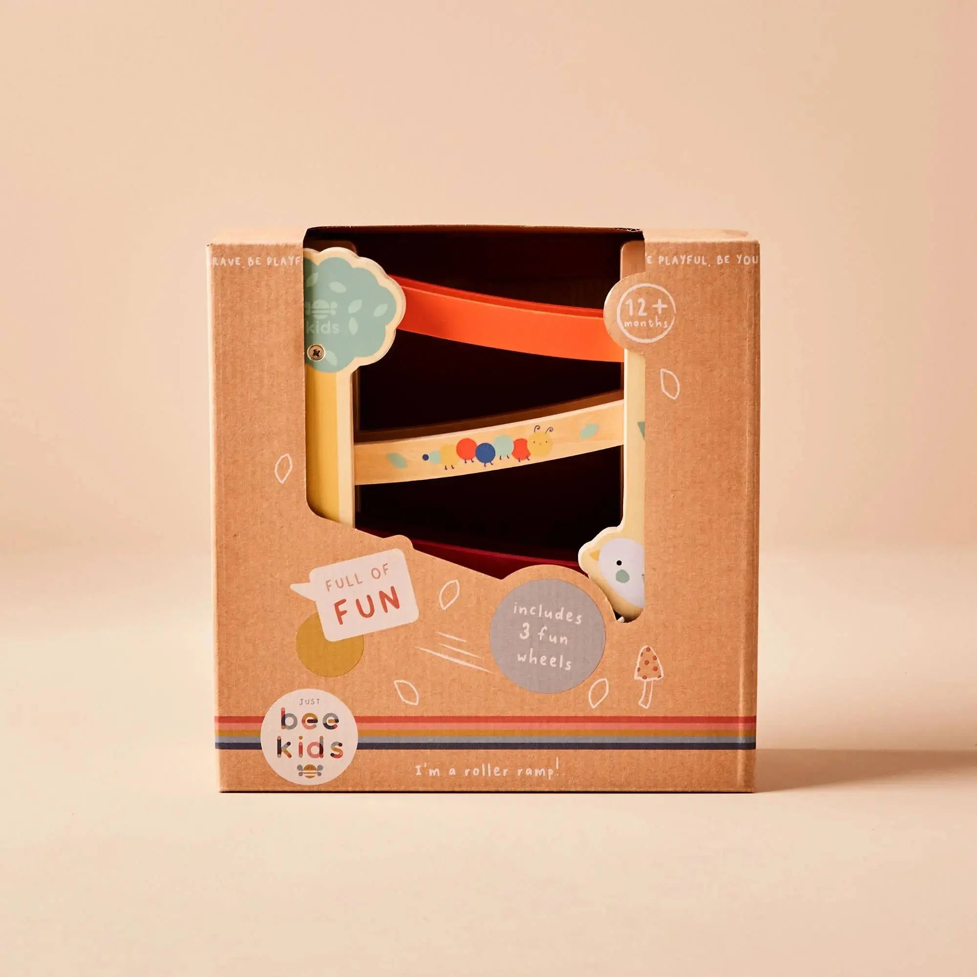 Rollbahn aus Holz mit Gartenmotiven in der Produktverpackung