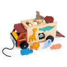 Safari Jeep aus Holz mit herausnehmbaren bunten Tierfiguren