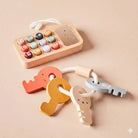 Holz Spielzeugset mit Telefon und buntem Schlüsselbund für Kinder