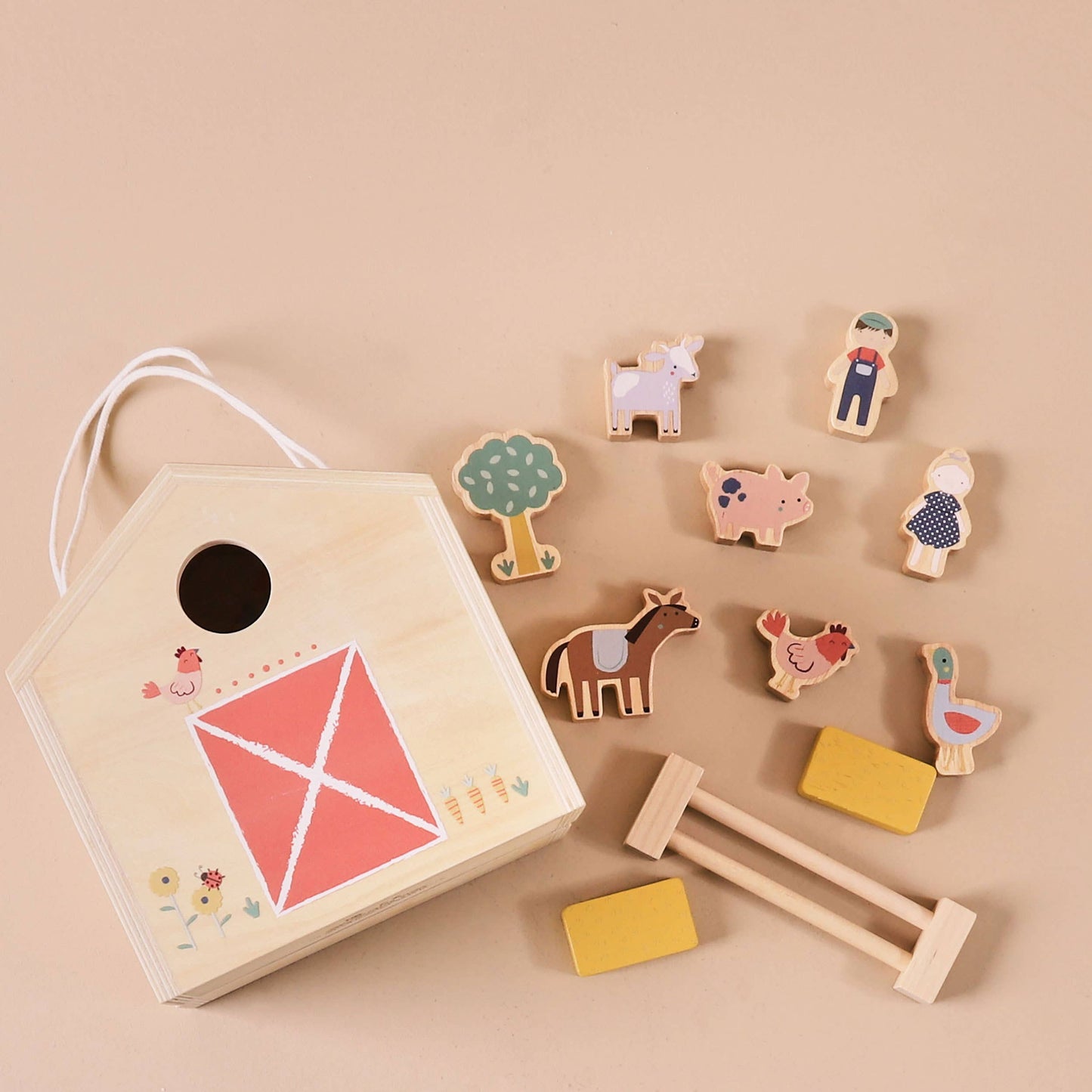 Kinder Holz Bauernhof Set mit Figuren und Tieren, ab 12 Monaten