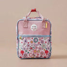 Kinderrucksack mit buntem Blumenmuster, Tragegriffen und Fronttasche