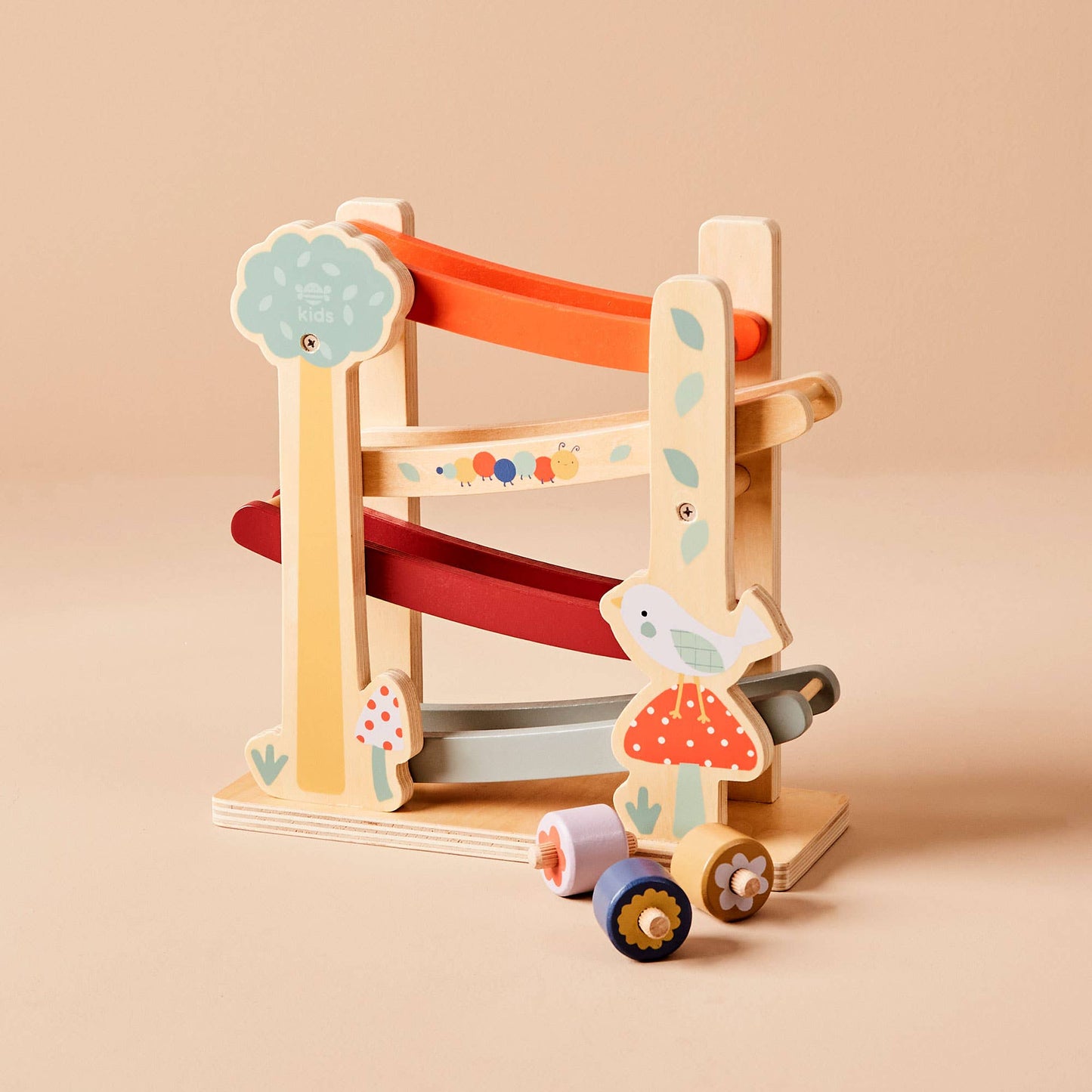 Nachhaltige Kinder FSC Holz Rollbahn mit Gartenmotiven, ab 12 Monaten