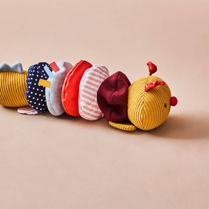 Nachhaltige sensorische Wackelraupe für Baby, ab Geburt