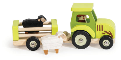 Nachhaltiger Kinder Holz Bauernhof Traktor & Anhänger, ab 18 Monaten