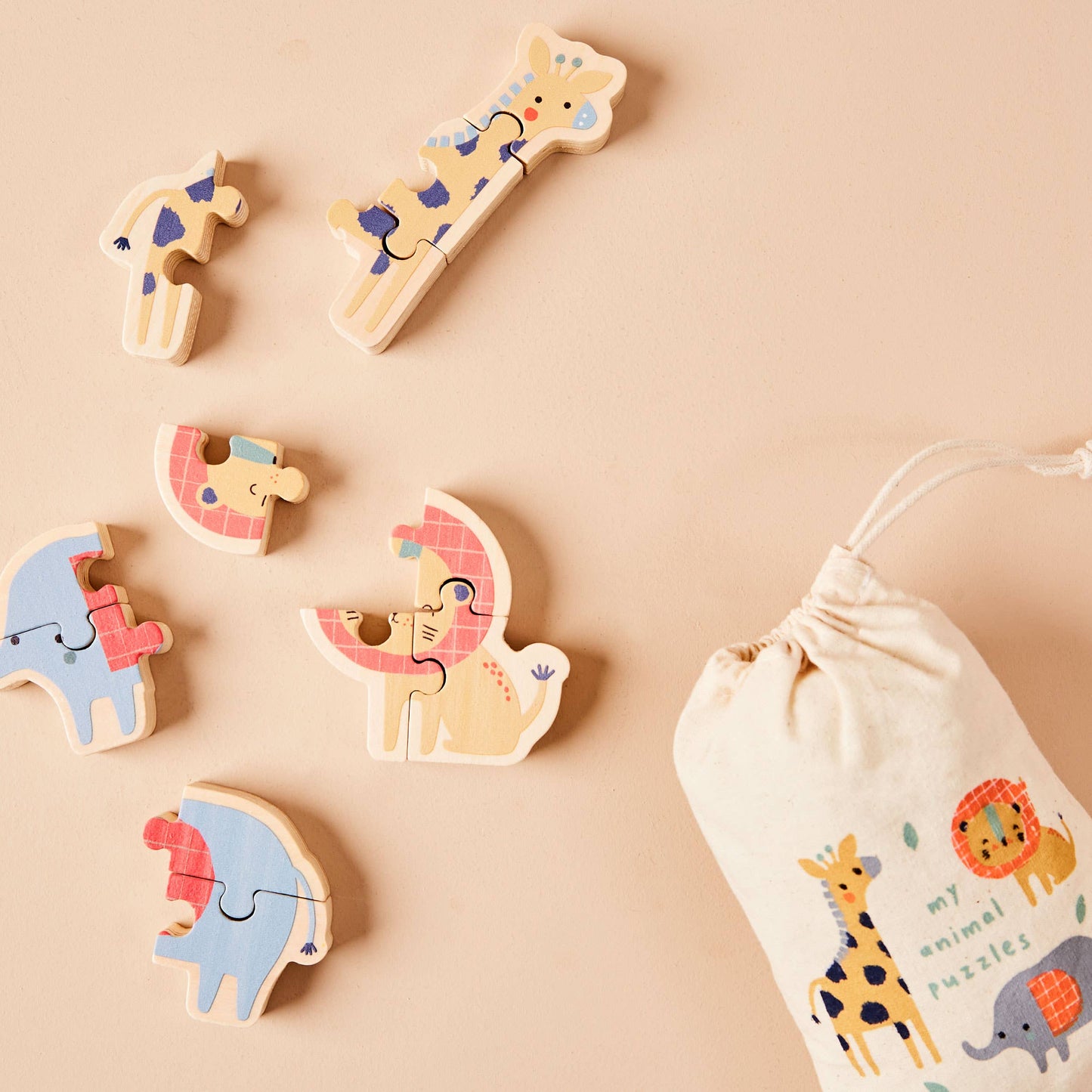 Nachhaltiges Kinder FSC Holz Safari Tier-Spielpuzzle, ab 12 Monaten