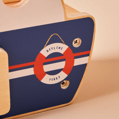 Nachhaltiges Kinder FSC Holzfähre-Spielset mit Autos, ab 12 Monaten