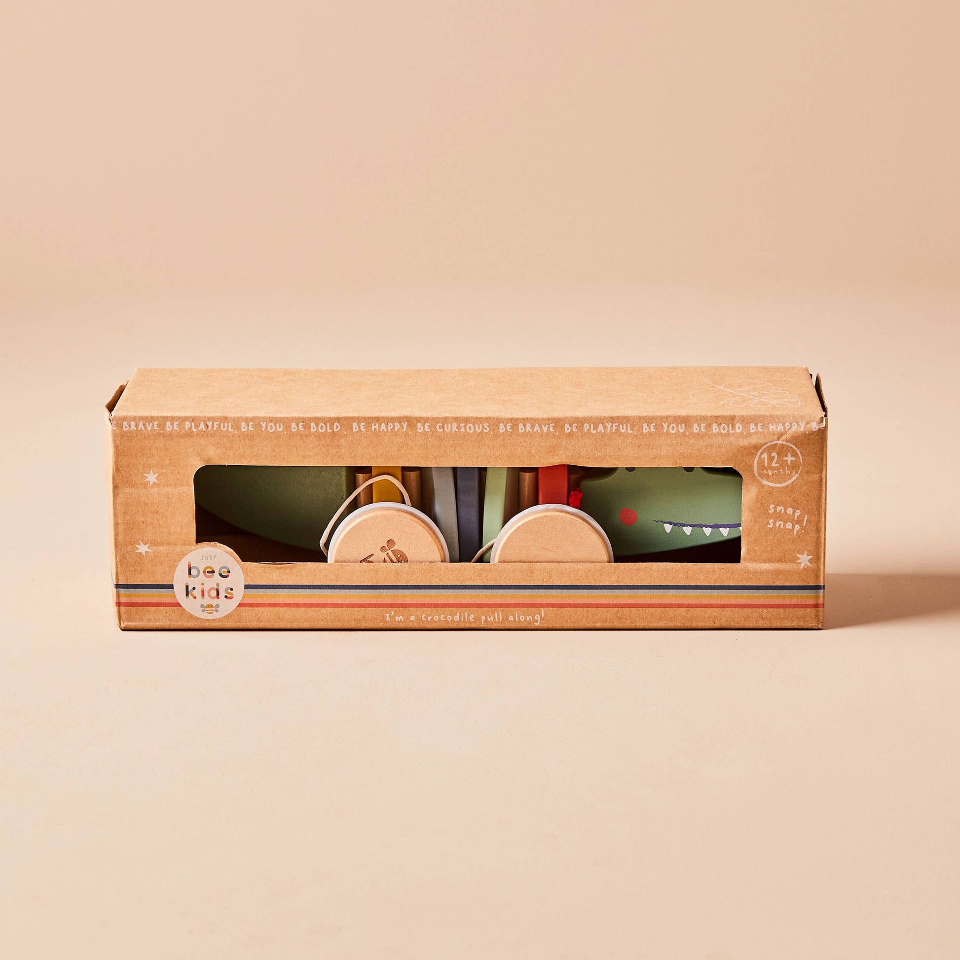 Nachhaltiges Kinder FSC Holz Krokodil Nachziehspielzeug, ab 12 Monaten
