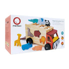Safari Jeep aus Holz mit Tierfiguren in der Produktverpackung