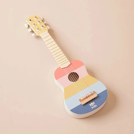 Spielzeug Gitarre aus Holz in sanften Pastellfarben für Kinder